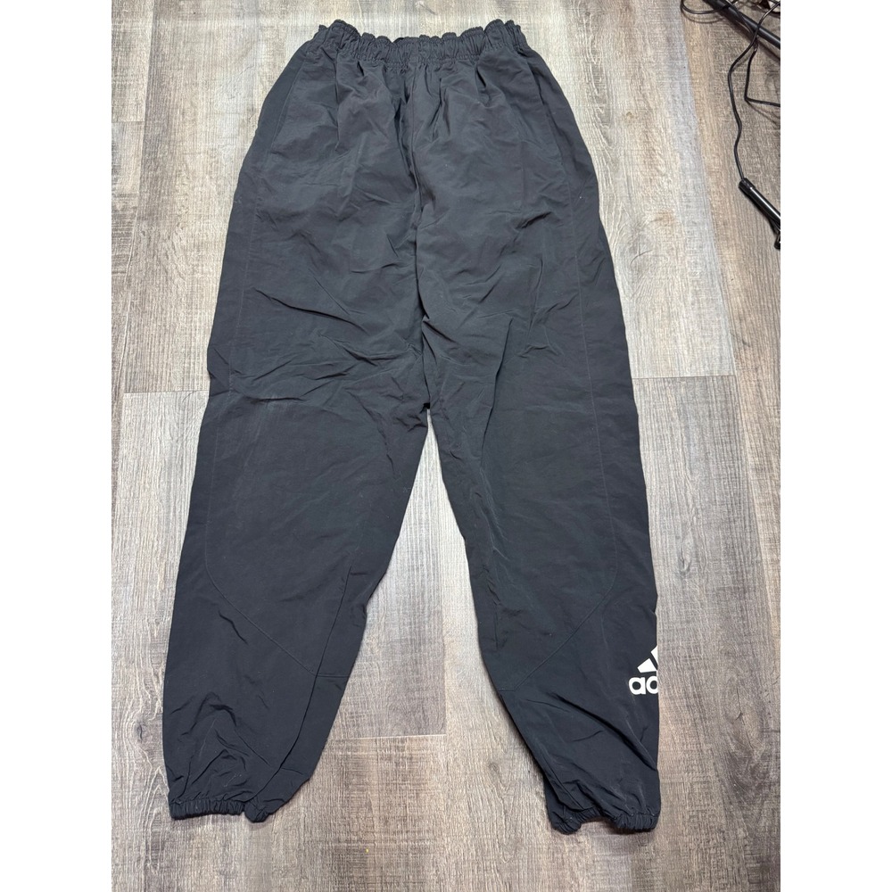 Adidas Womens Black Nylon Track Pants Joggers Elastic Waist Logo Size XS